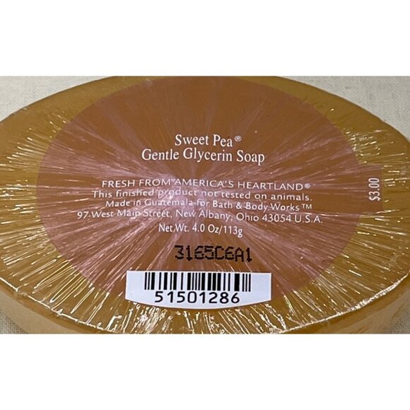 3 Bars Bath & Body Works Sweet Pea Gentle Glycerin Soap Sealed - Picture 3 of 3